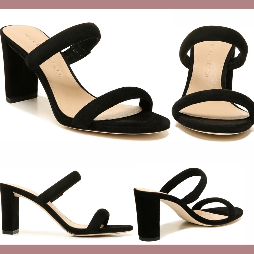 NWD $325‎ VERONICA BEARD [ 12 12M ] Double Strap Gauley Slide Sandal Heel Black